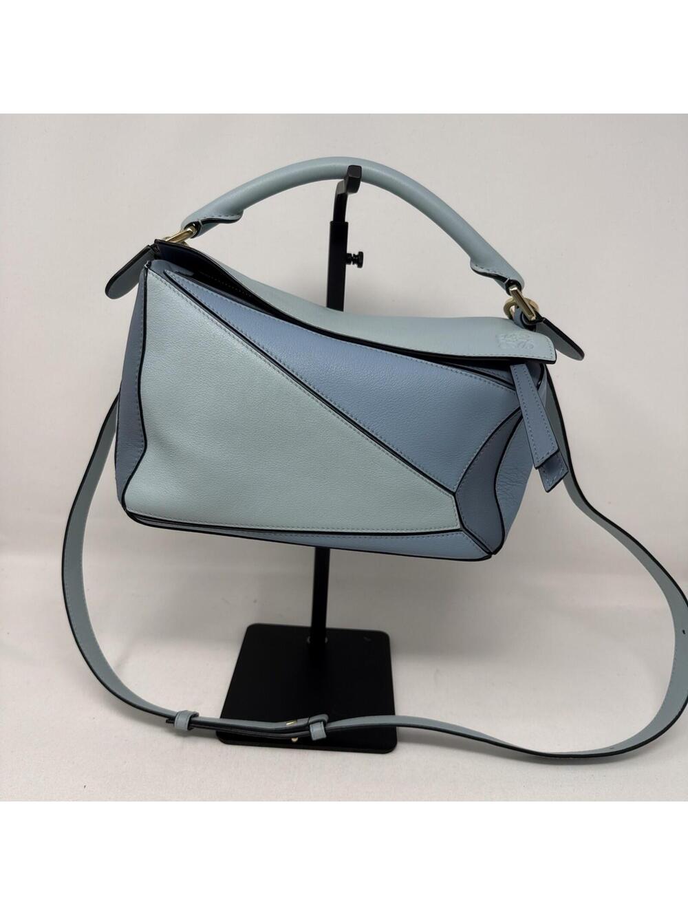 Loewe Puzzle Edge Blue Bag Leather Medium With COA